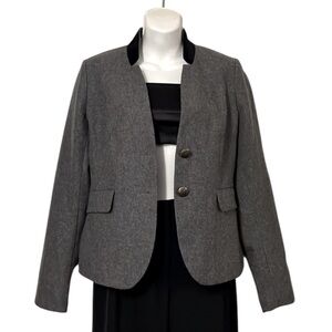 Hive & Honey Gray Wool Blend Velvet Trim Vintage Blazer Sz S